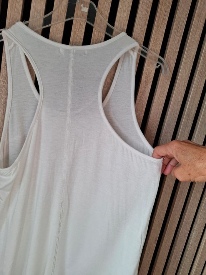 Débardeur  blanc perles grises argentées fluide T 38 - photo numéro 7