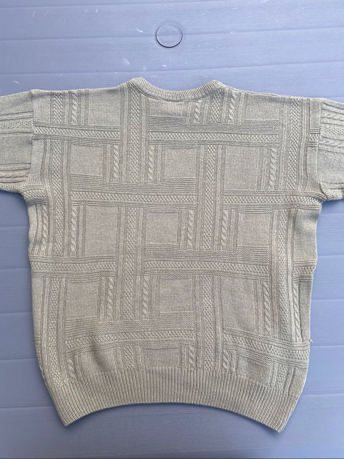 Pull à ras du cou torsadé Lacoste beige/marron clair de taille S - photo numéro 3