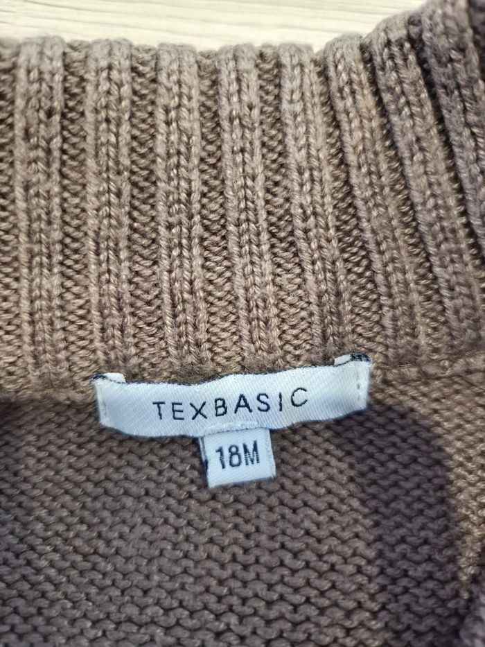 Gilet marron epais en grosse maille, Texbasic, 18 mois - photo numéro 3