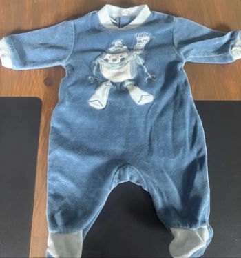 Lot de 3 bodies en velours bleu 0mois/naissance