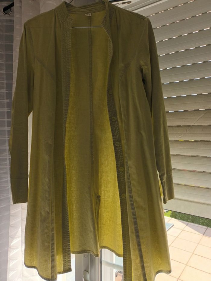 Veste longue T 38/40 vert anis - photo numéro 7