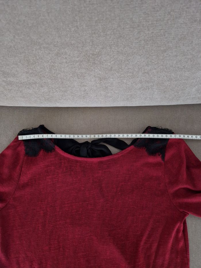 Haut bordeaux transparent avec épaules brodées Mim - photo numéro 7