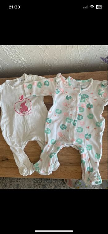 Lot de 2 pyjama en coton blanc orchestra bb 1 mois