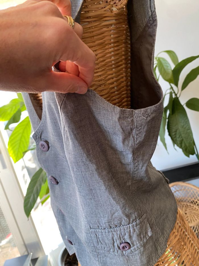 Gilet de tailleur School Rag taille 34 XS gris à petits carreaux - photo numéro 4