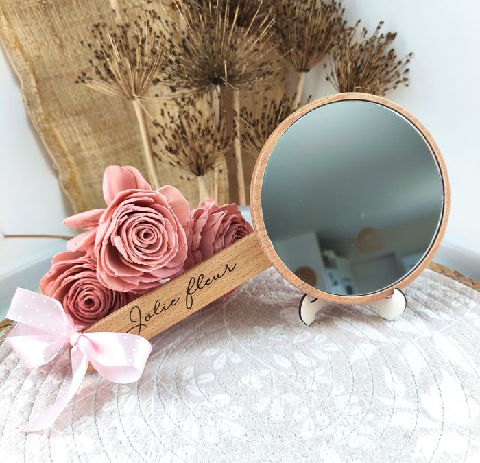 Joli miroir "Jolie fleur" en bois - photo numéro 7