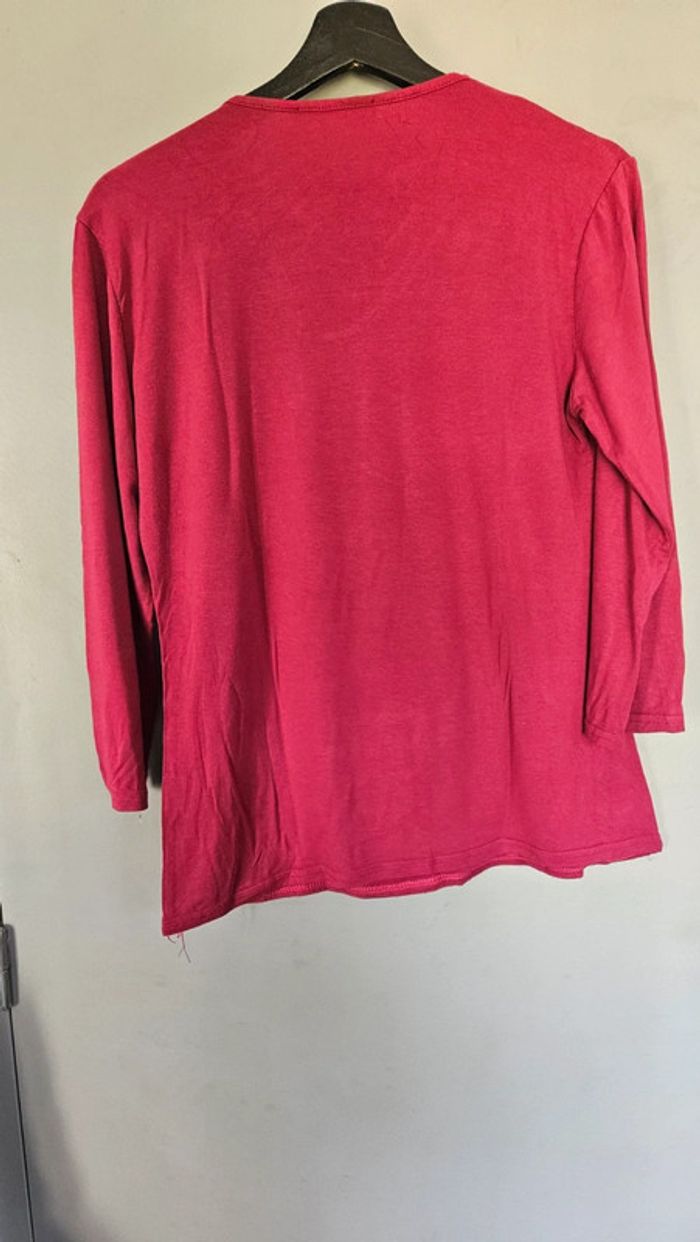 Top framboise manches 3/4 col V- DPM by Depech Mod T.5 - photo numéro 3