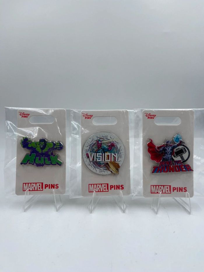 Lot 3 Pins Marvel Officiels - Hulk, Vision, Thor - Disney Collectible