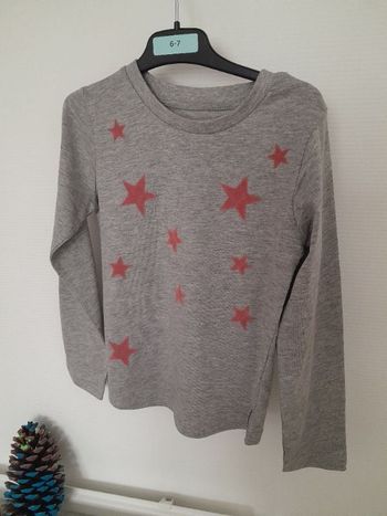 Tee shirt gris étoiles rose