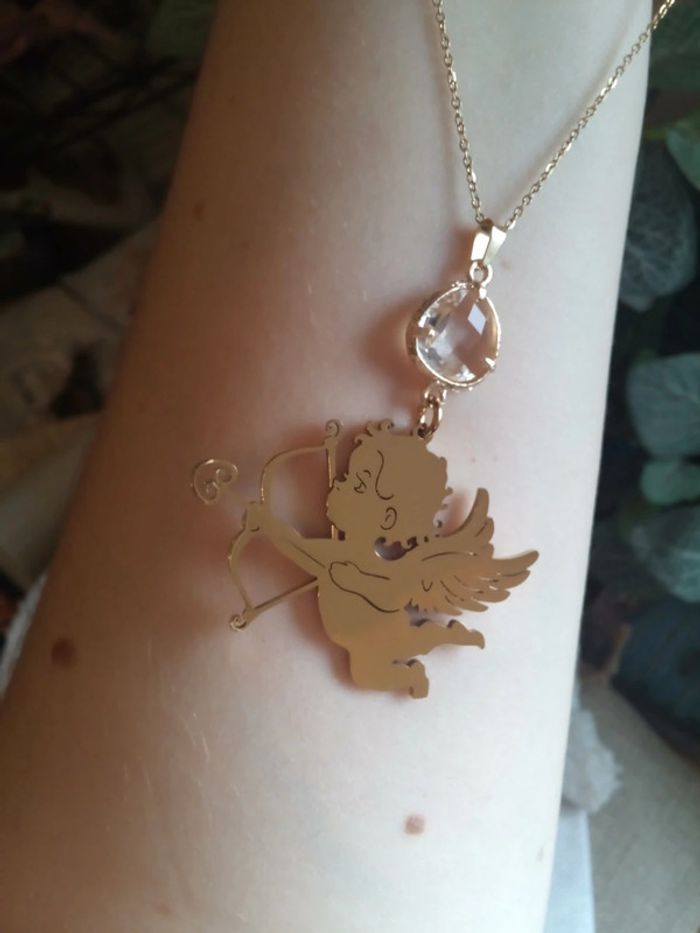 Collier amour 🩷 ange cupidon en acier inoxydable - photo numéro 3
