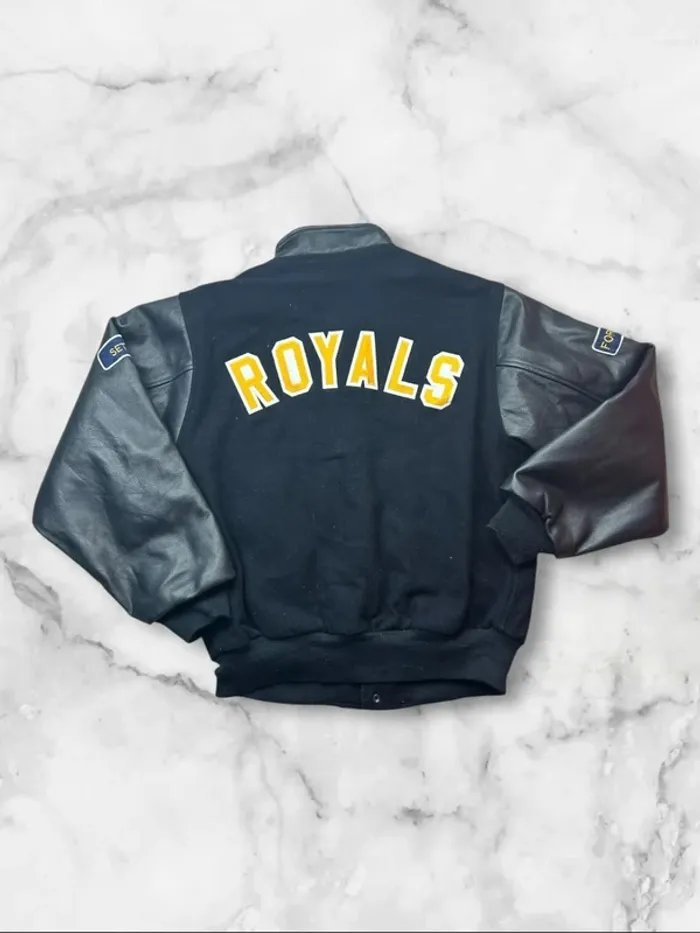 Veste Letterman Vintage Royals Canada Sportswear Noire Cuir et Laine Taille M - photo numéro 2