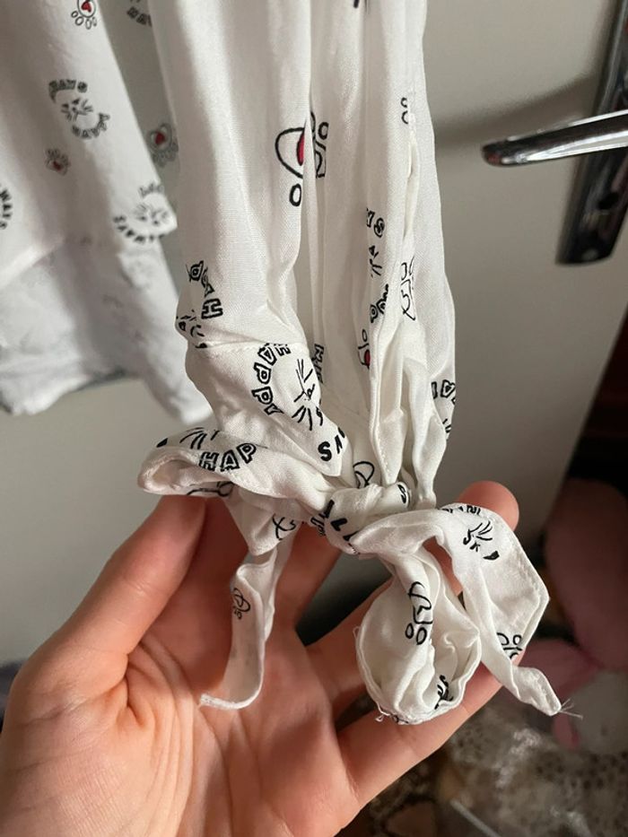 Chemise à manches longues blanche à motifs, taille Xs, marque FB Sister - photo numéro 3