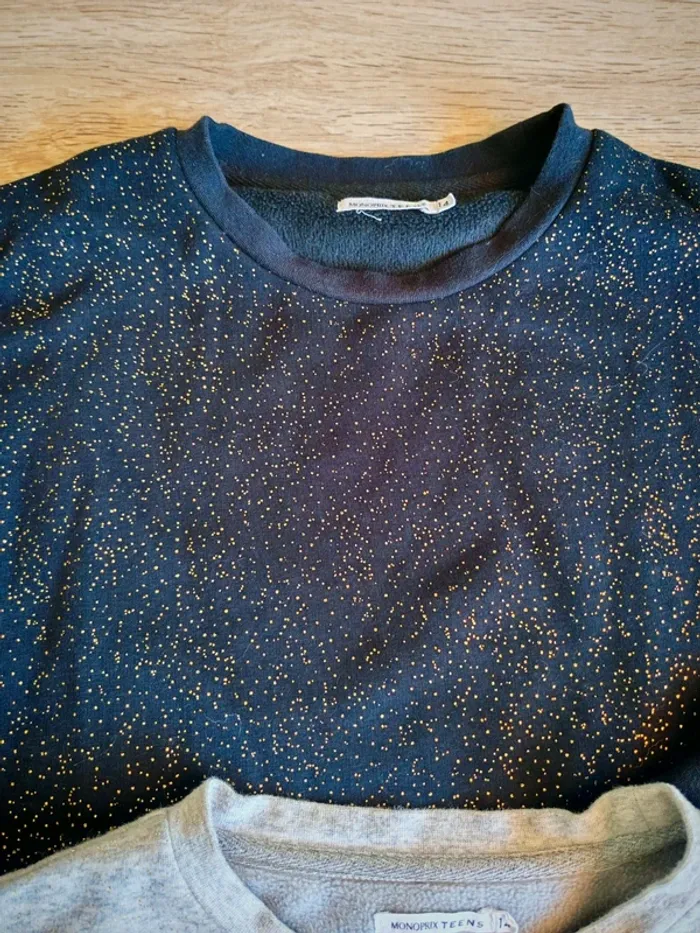 Lot de deux sweat noire doré 12 ans - photo numéro 3