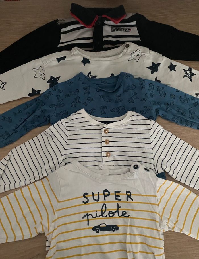 Lot 5 t-shirts manches longues 6 mois