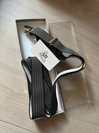 Bretelles Rayées Noir et Gris Homme