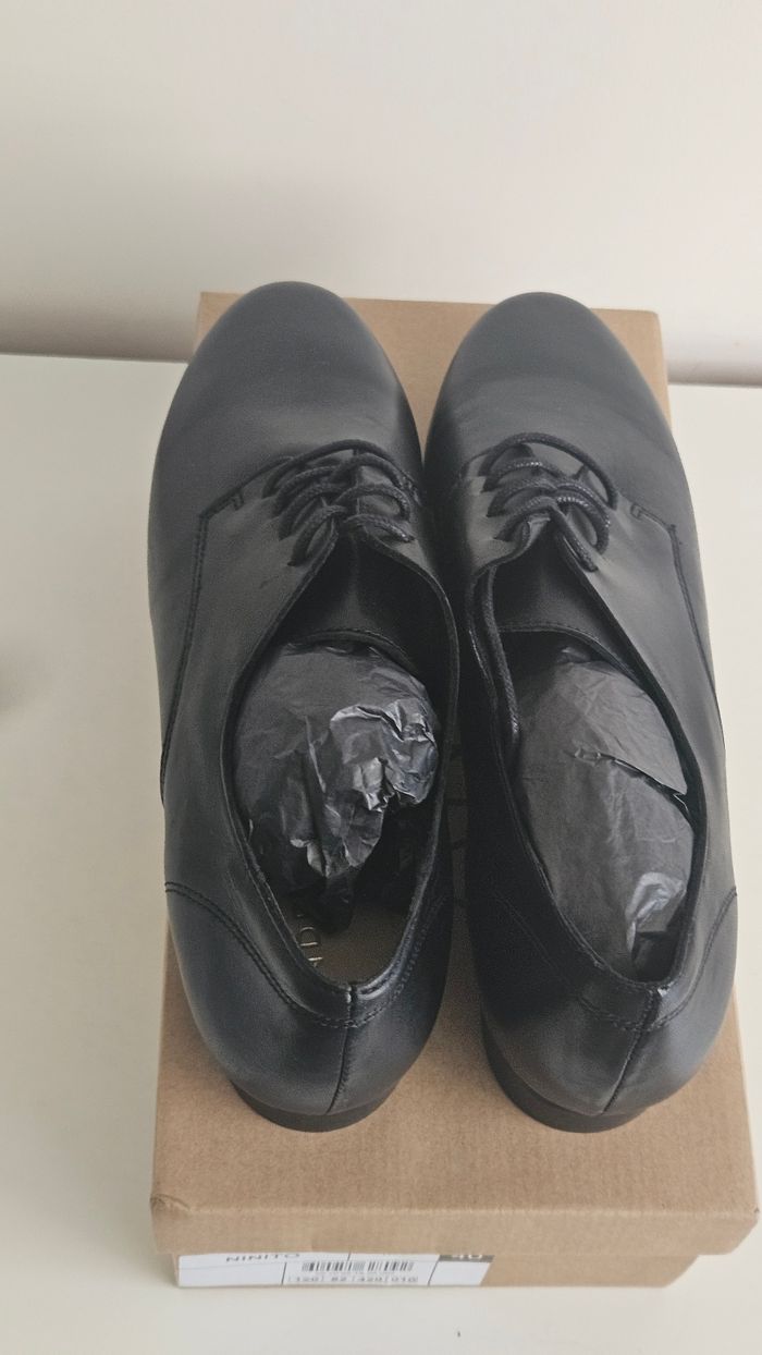 Chaussures derbies à lacets cuir noir- taille 40 - photo numéro 2