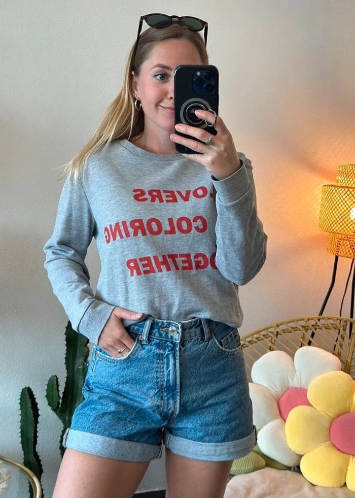 Sweat gris imprimé en rouge, taille XS - Galeries Lafayette - photo numéro 3