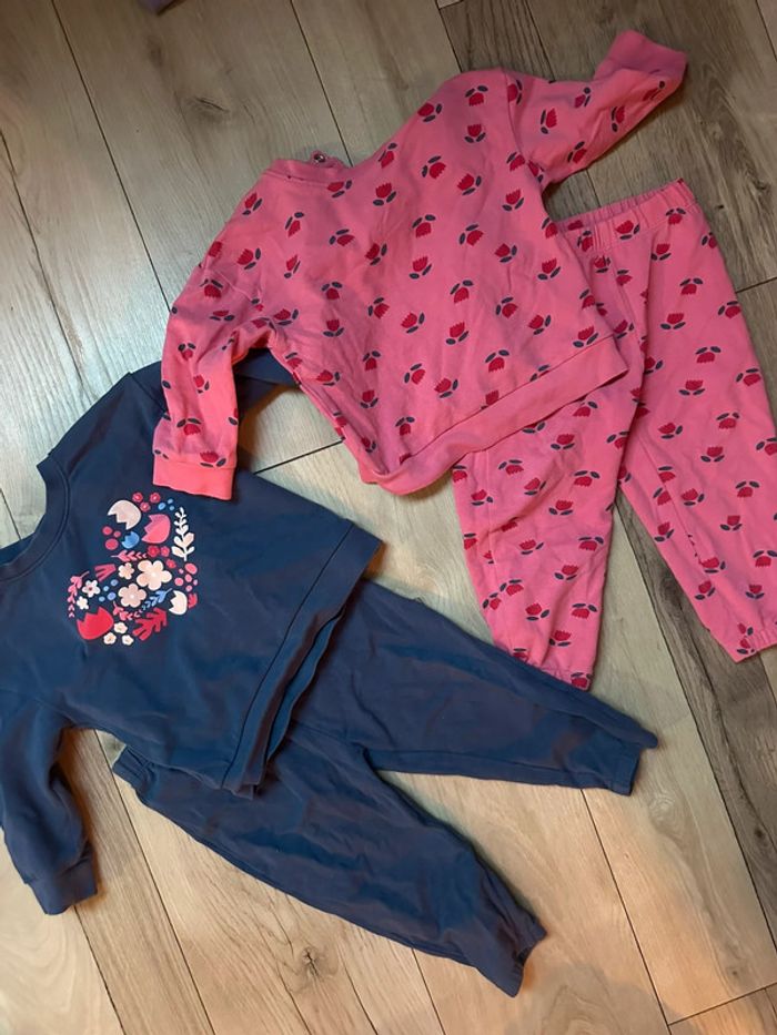 2 ensembles survêtement léger fleur bébé fille 9/12 mois