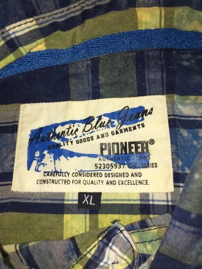 Chemise été à carreaux bleu blanc jaune à manches courtes avec poches - photo numéro 5