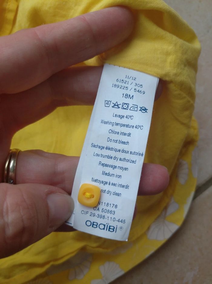 Robe Fille 18 mois Fleurs ou feuilles Obaïbi 100% coton - photo numéro 3