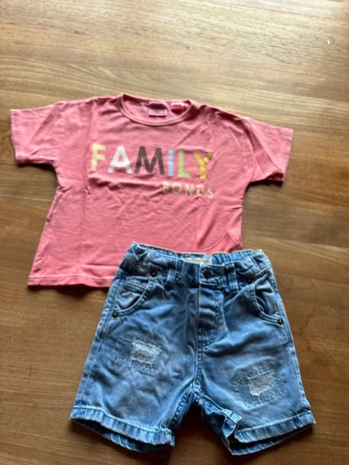 Tee shirt / Bermuda en jeans Zara Taille 12/18 mois