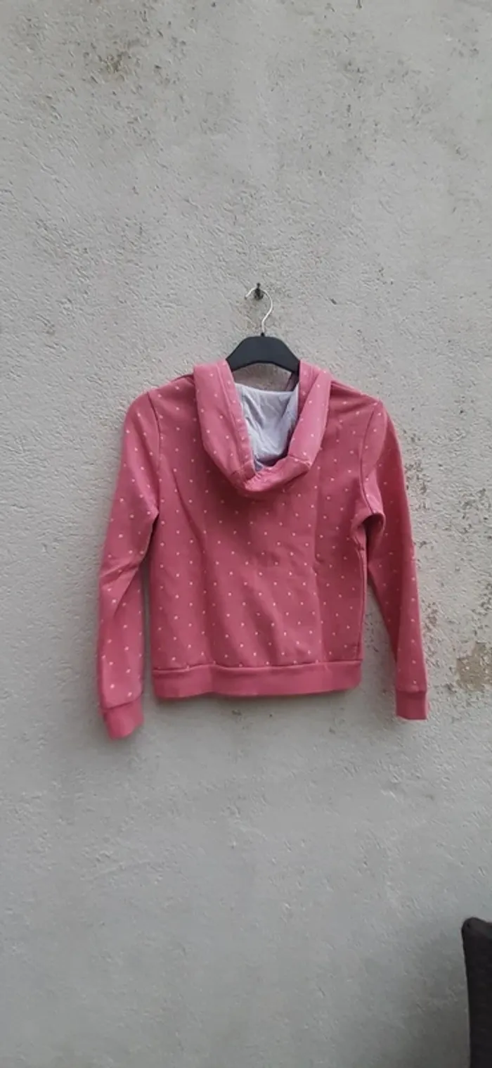 Sweat zippé 14 ans rose à pois - photo numéro 2