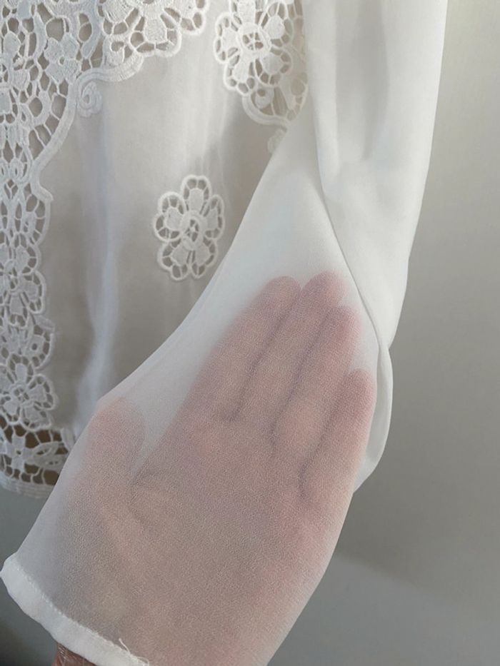 Blouse Naf Naf Crème taille 38 dentelle - photo numéro 6