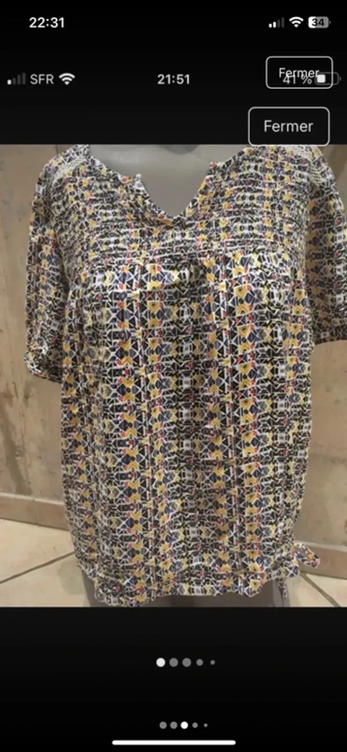 Magnifique blouse d’été en 46 de marque Damart en excellent état