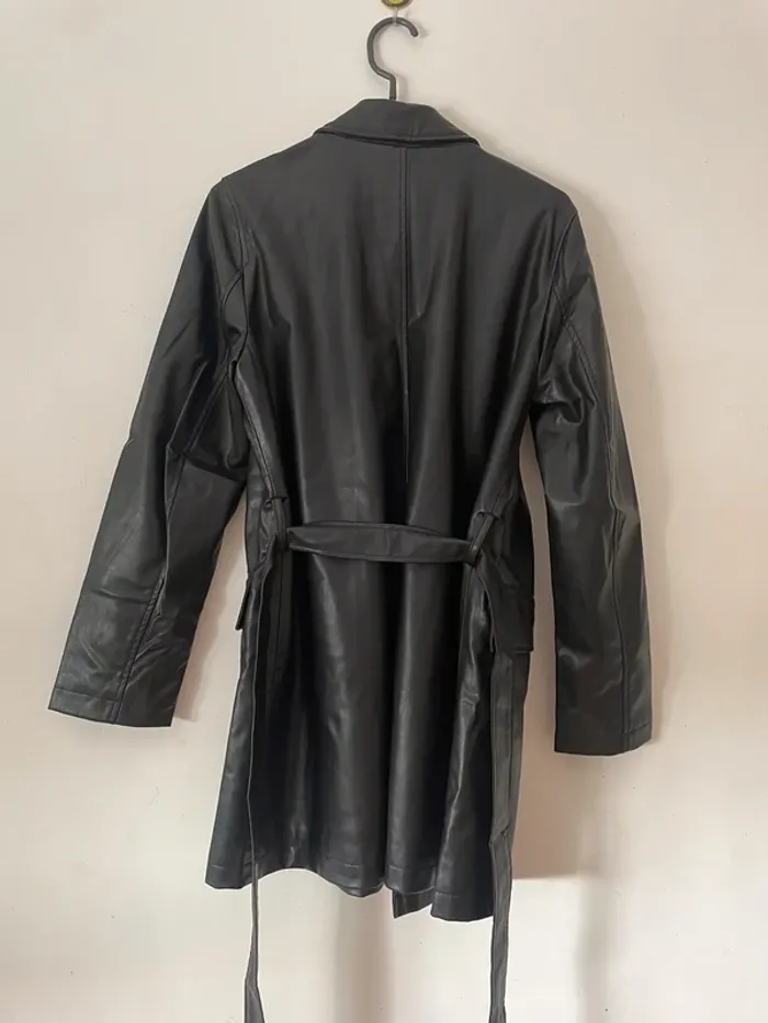 Zara Veste blazer mi-long en similicuir ceinturée taille XS - photo numéro 6