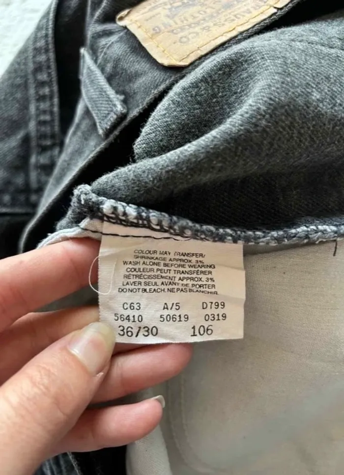 Jean Levi’s 619 regular straight droit gris anthracite 80/90s vintage Canada us rare W36 XL/46 - photo numéro 7