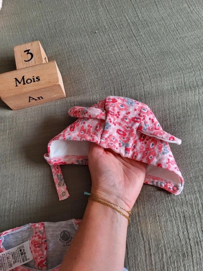Joli ensemble combinaison bébé fille Petit Bateau avec bonnet oreilles de lapin - photo numéro 7