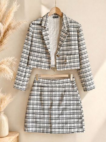 Tailleur Jupe Tweed 🖤🤍