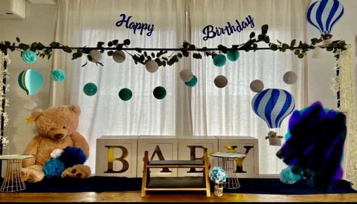 Montgolfières bleu bleu claire jaune guirlandes - photo numéro 2