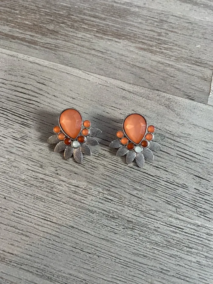 Boucles d’oreilles argentées et roses