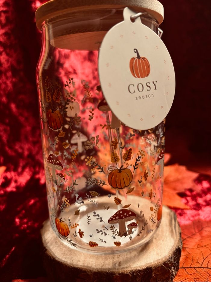 🍂 Verre cosy avec paille en verre - photo numéro 3
