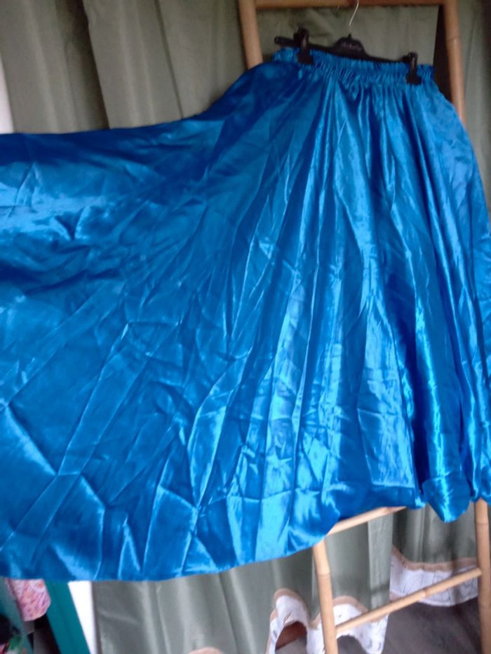 Jupe soleil danse orientale satin bleu royal - photo numéro 2
