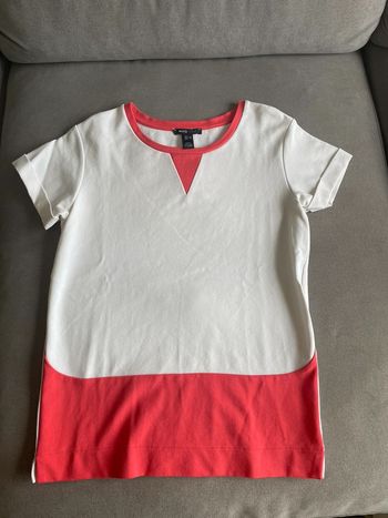 Top corail et blanc