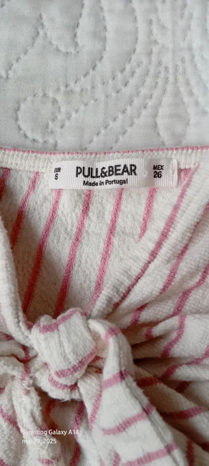 Brassière fines bretelles avec noeud à rayures roses femme S pull & bear - photo numéro 13