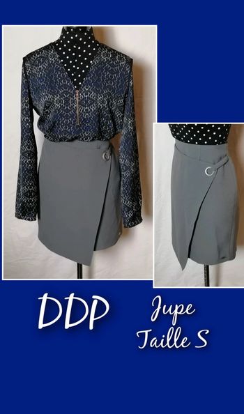 Jupe courte portefeuille grise taille S DDP