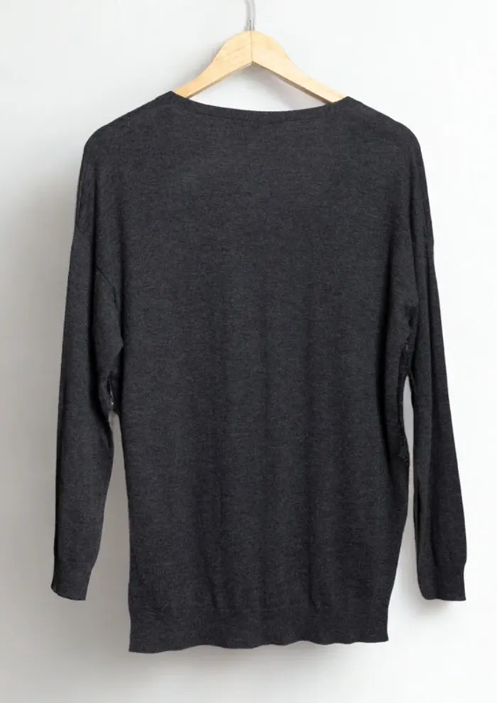 Pull fin gris dentelle Tara Jarmon Taille S - photo numéro 5
