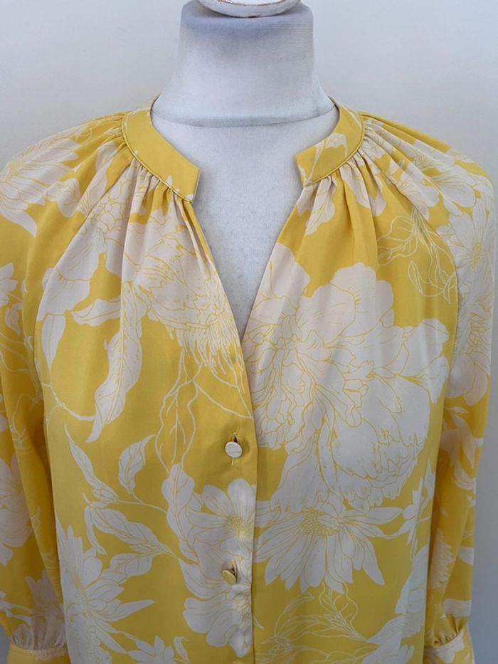 Blouse oversize jaune à fleurs H&M XS - photo numéro 3