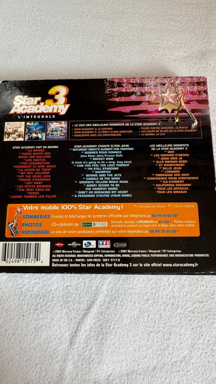 CD Star Académy 3 ensemble de 3 CD coffret intégrale et 1 dvd - photo numéro 3