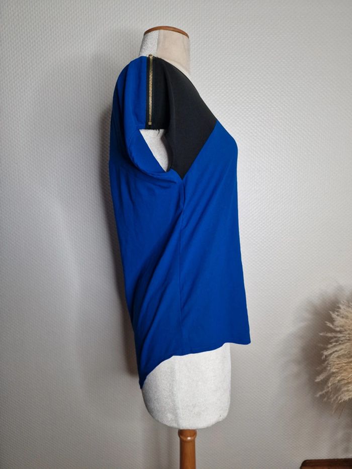 Blouse manches courtes, bleu et noire - Jennyfer taille L 🌸 - photo numéro 2