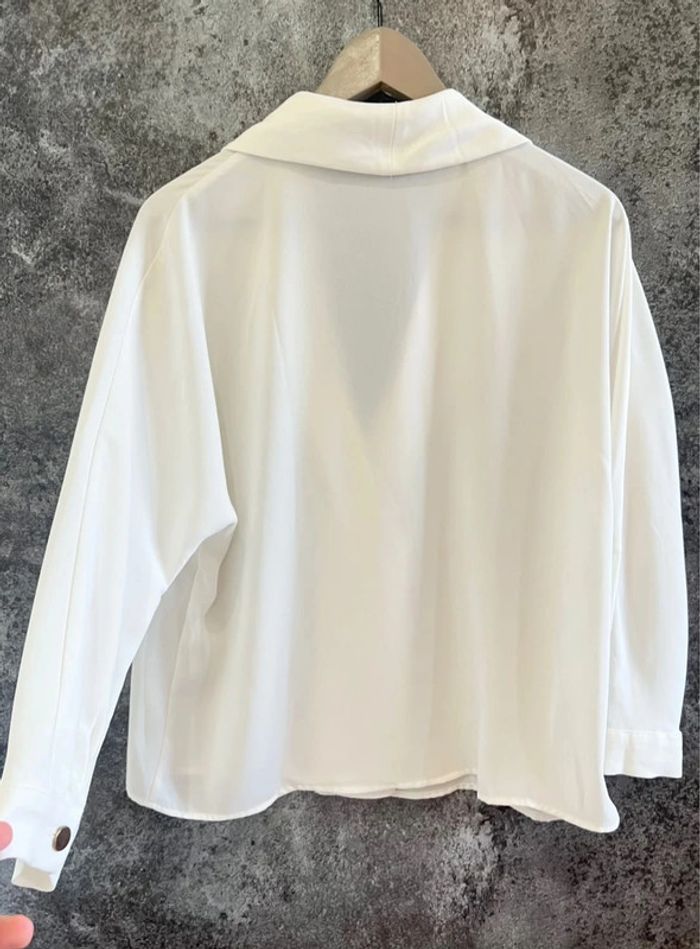 Blouse blanche femme Zara taille S Blusa blanca mujer Camicetta bianca donna Weiße Bluse Damen - photo numéro 3