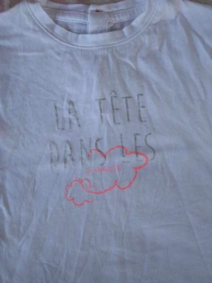 Tee shirt chemise manches courtes Fille 6 mois "La tête dans les nuages" Kimbaloo 100% coton - photo numéro 4
