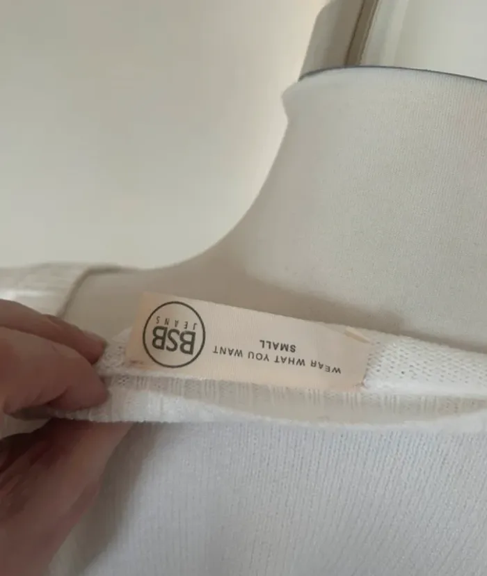 Bsb pull maille blanc coupe oversize taille S  coton tout doux - photo numéro 3
