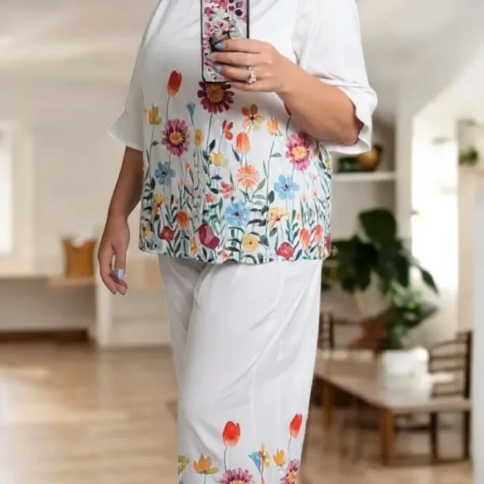 Ensemble fleuri 2 pièces ample bohème chic 🌼 confort & style 🌿 - photo numéro 3