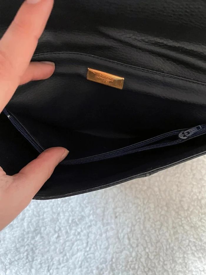 Sac pochette bandoulière imitation similicuir bleu marine - photo numéro 3