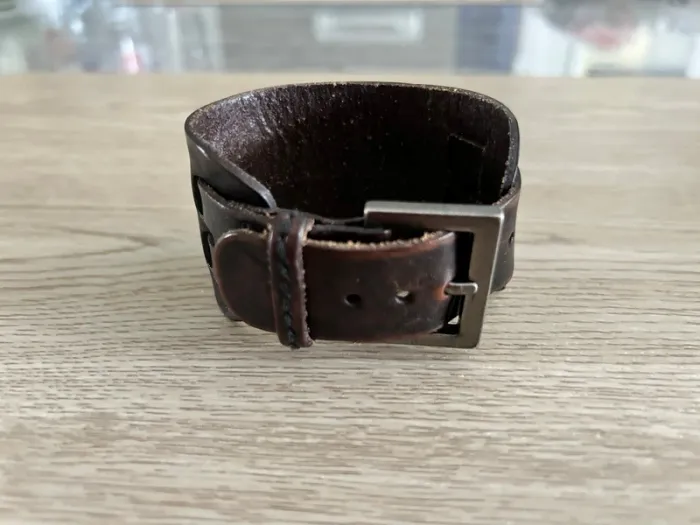Bracelet Manchette en Cuir Marron Fossil Neuf - photo numéro 5