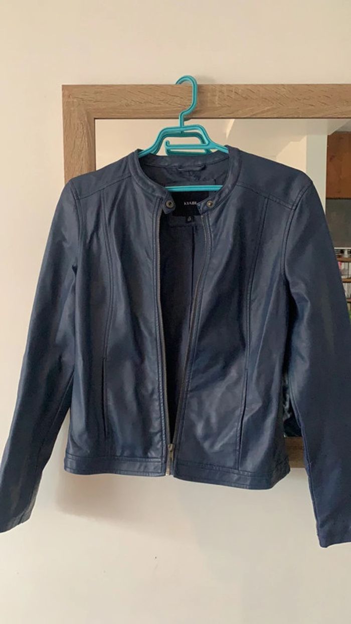 Veste similicuir bleue taille 38