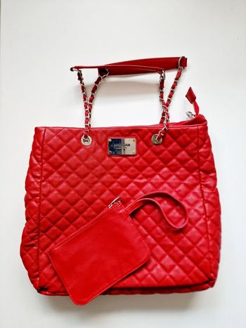 Morgan de Toi - Sac à main / shopping + pochette - Anses chaînes - Rouge - Neuf !